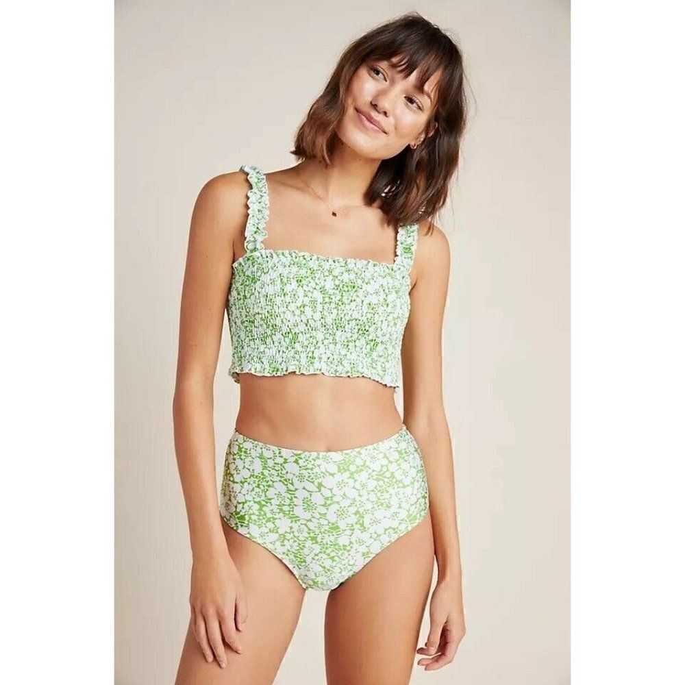 NEW FAITHFULL THE BRAND Sz L LUCY HIGH WAIST BIKINI BOTTOMS FREJA FLORAL PRINT